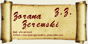 Zorana Zeremski vizit kartica